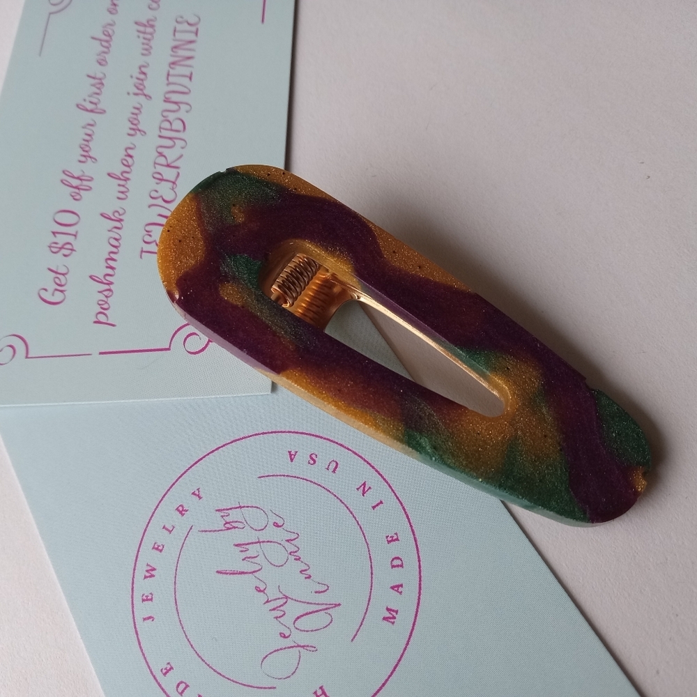 5/$25 Hand Crafted Purple and Gold Hair Clip - Picture 3 of 6